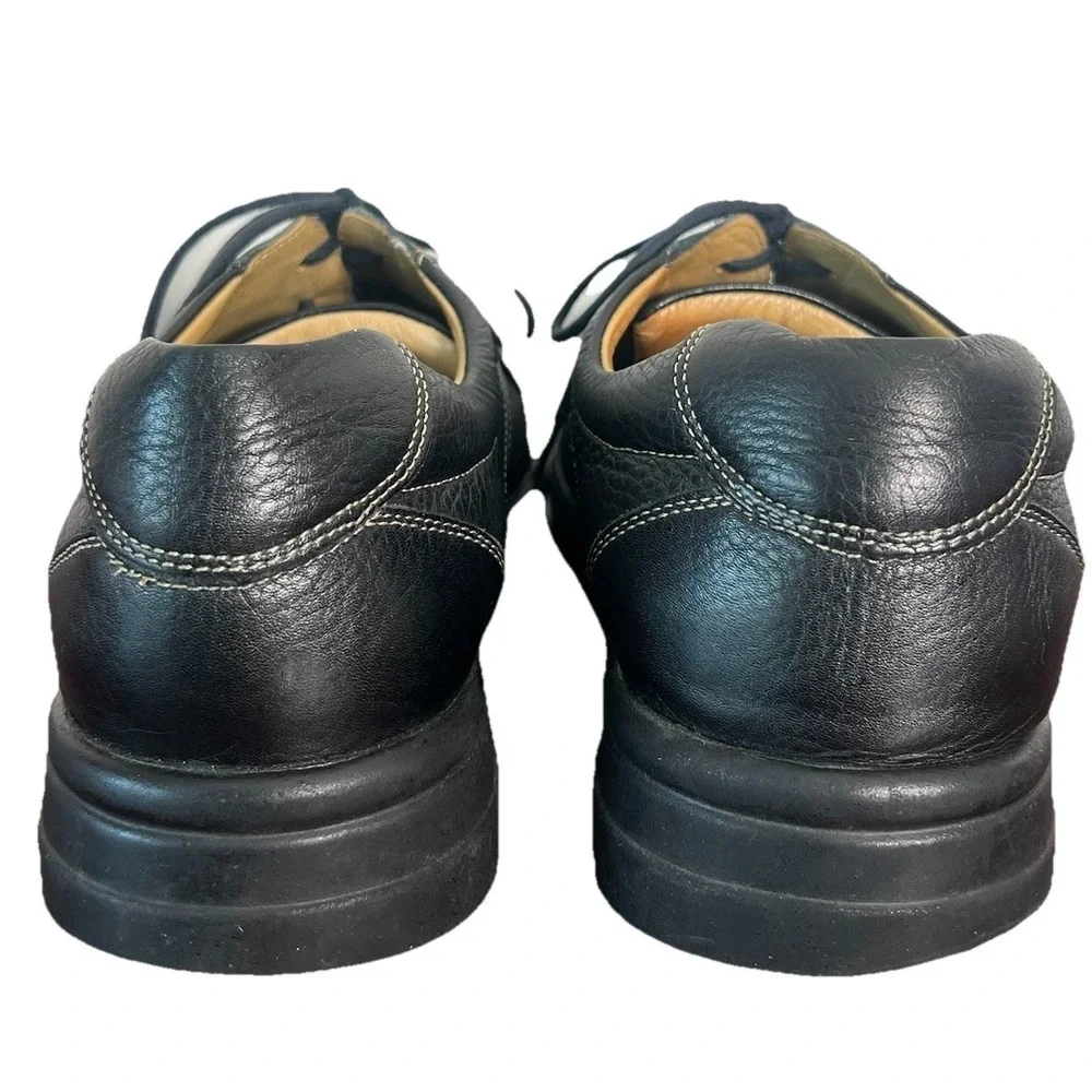 Johnston & Murphy Mens 10 M Black Leather Bicycle Toe Oxford Shoes